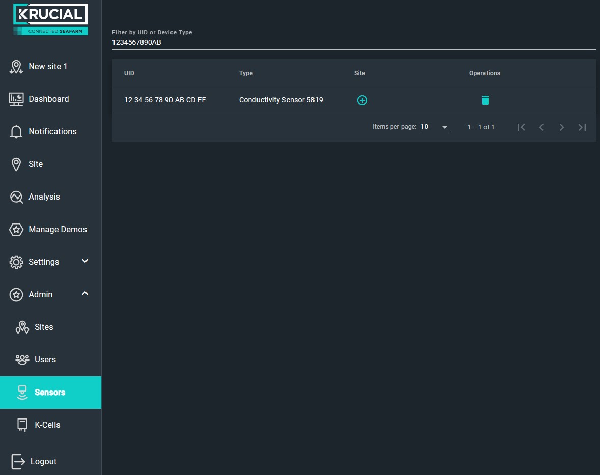 Assign sensor to site