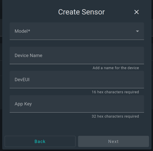 Select sensor model